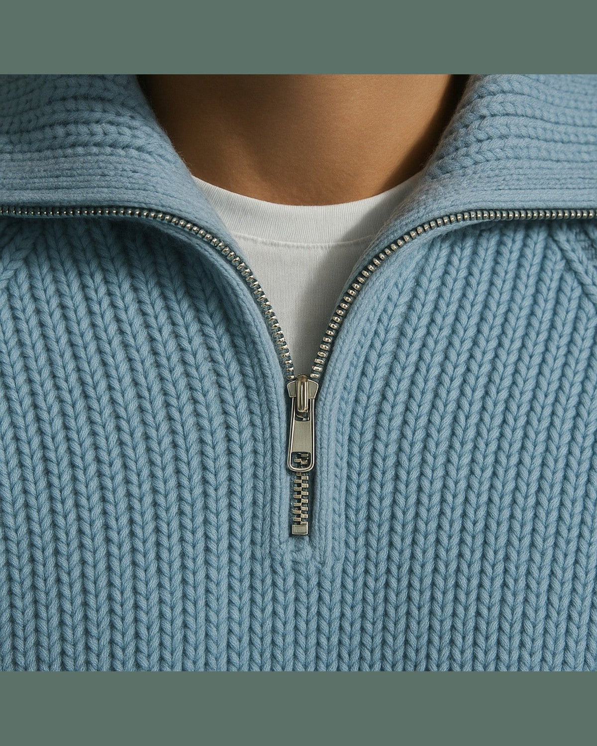 Men's Half Zip Wide Collar Jumper