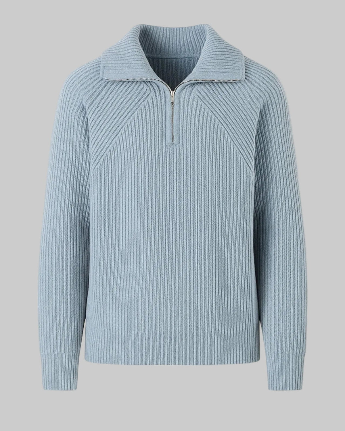 Men's Half Zip Wide Collar Jumper