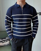 Men's Ribbed Half-Zip Polo Jumper