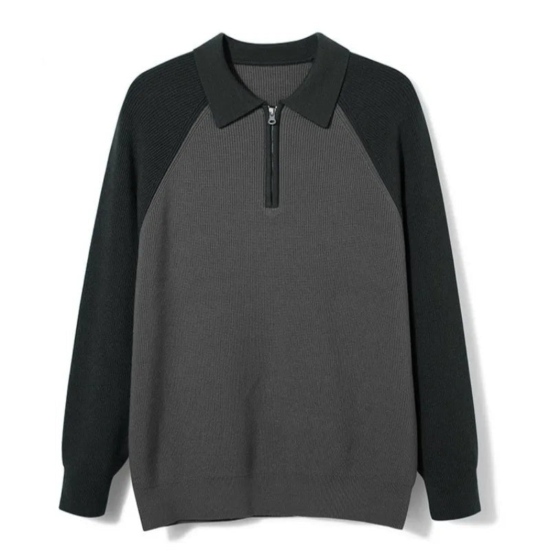 Men's Raglan Sleeve Zip Polo Jumper