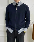 Men's Stand Collar Full Zip Cardigan