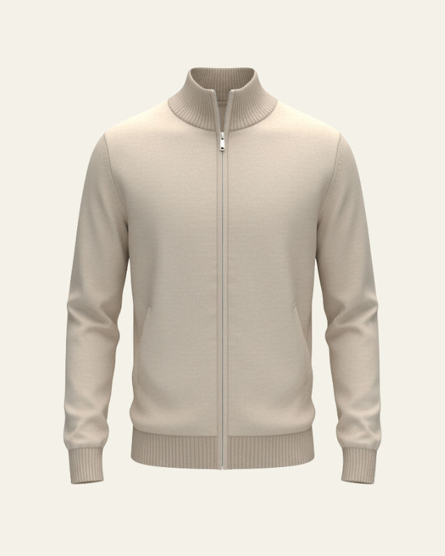 Men's Stand Collar Full Zip Cardigan