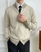 Men's Stand Collar Full Zip Cardigan