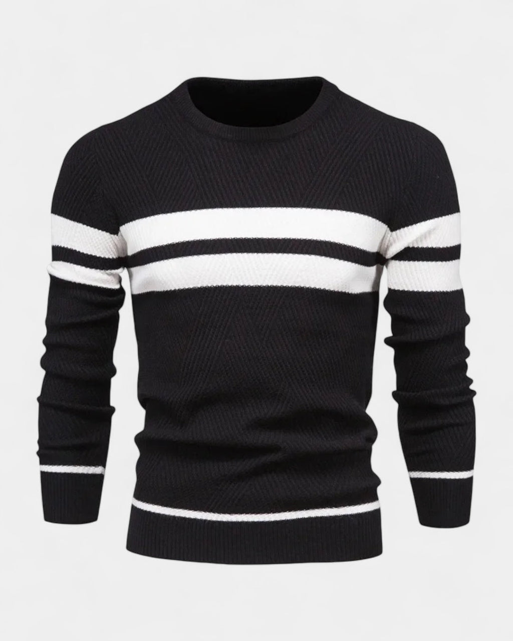 Men's Textured Crew Neck Jumper