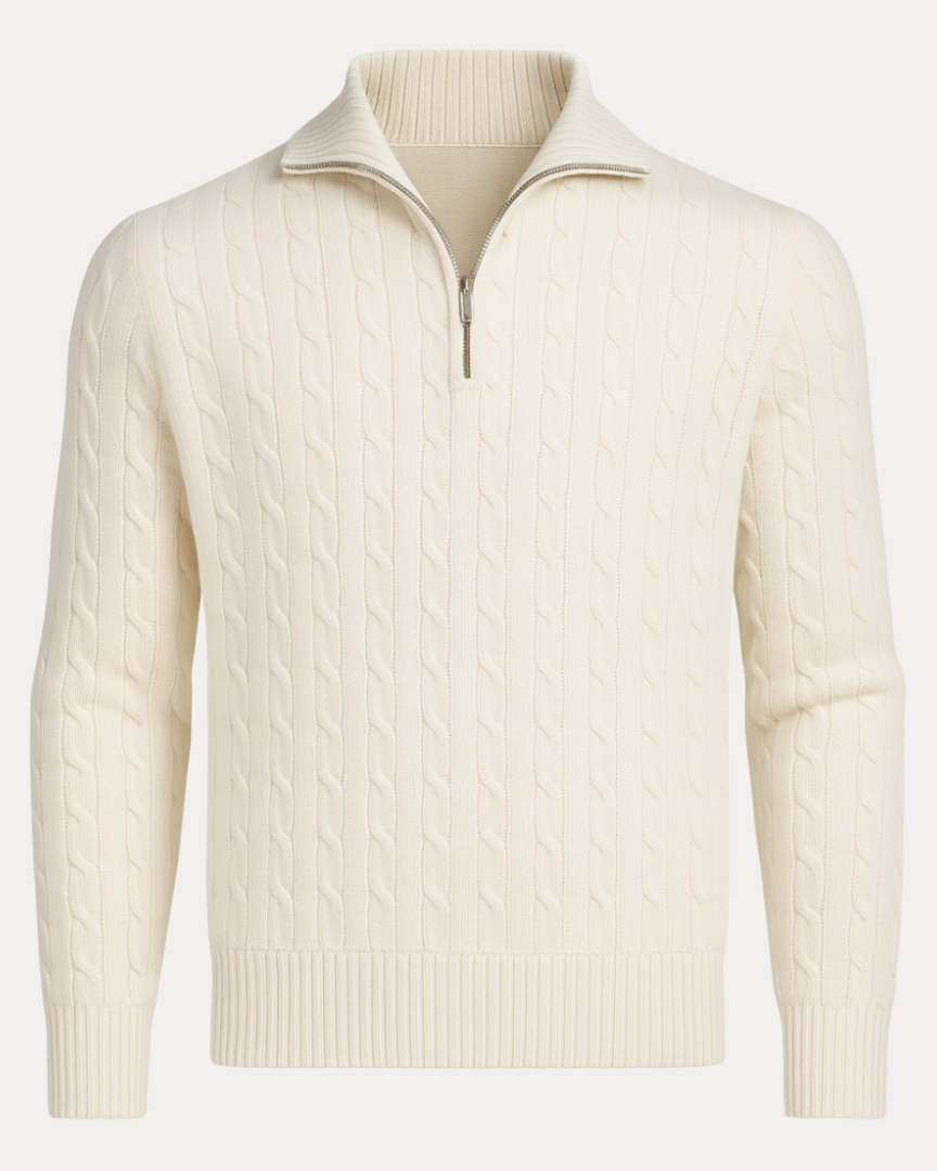 Men's Half-Zip Cable Knit Jumper