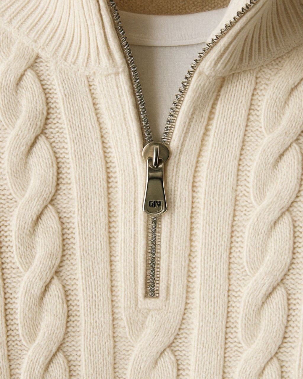 Men's Refined Collar Cable Knit Jumper