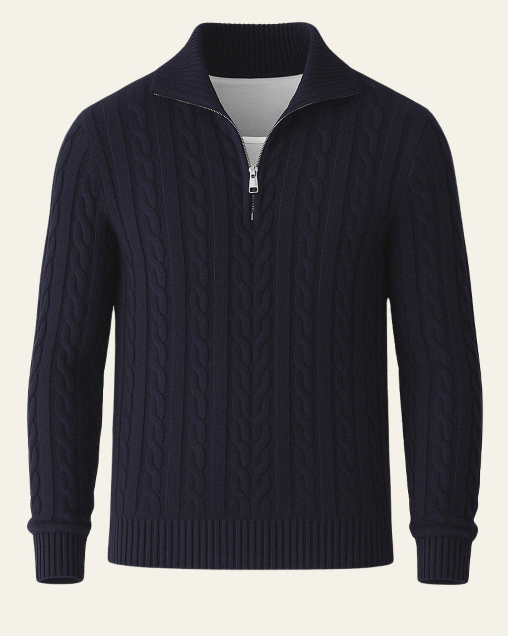 Men's Refined Collar Cable Knit Jumper