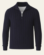 Men's Refined Collar Cable Knit Jumper