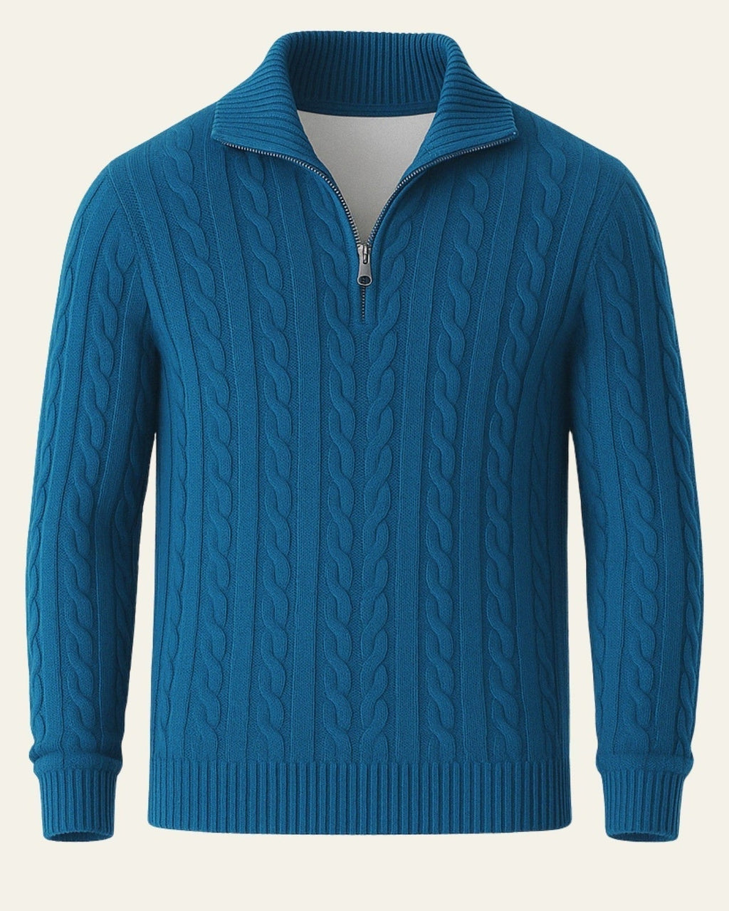 Men's Refined Collar Cable Knit Jumper