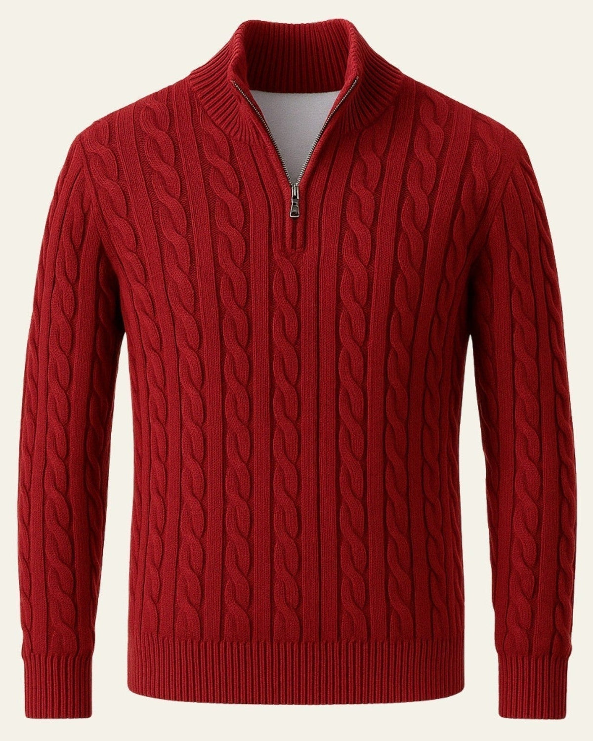 Men's Refined Collar Cable Knit Jumper