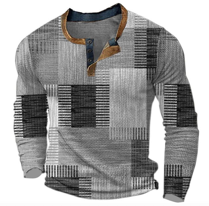 Men's Button Neck Henley Top