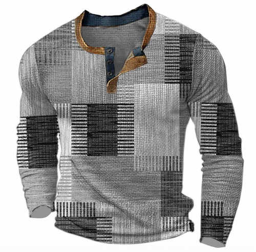 Men's Button Neck Henley Top