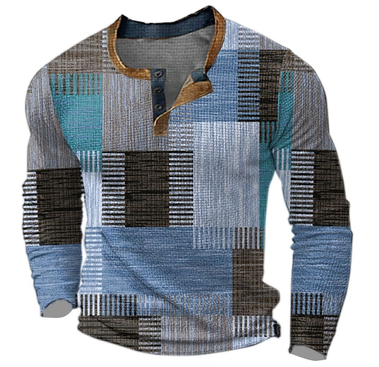 Men's Button Neck Henley Top