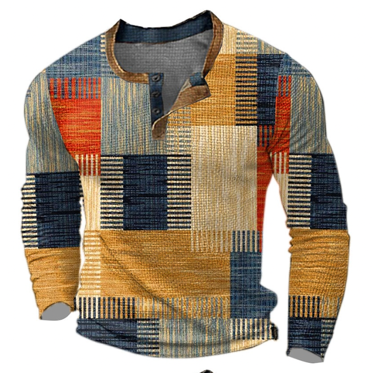 Men's Button Neck Henley Top