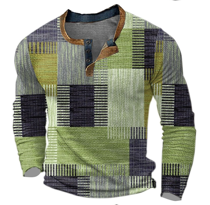 Men's Button Neck Henley Top