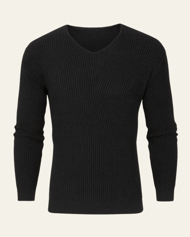 Men's Waffle Knit V-Neck Jumper