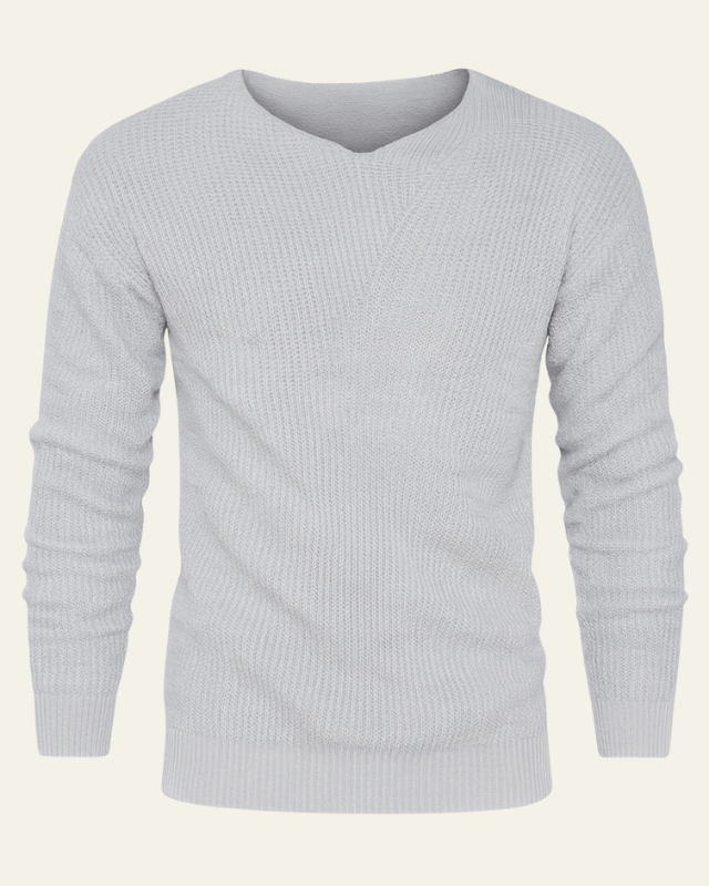 Men's Waffle Knit V-Neck Jumper