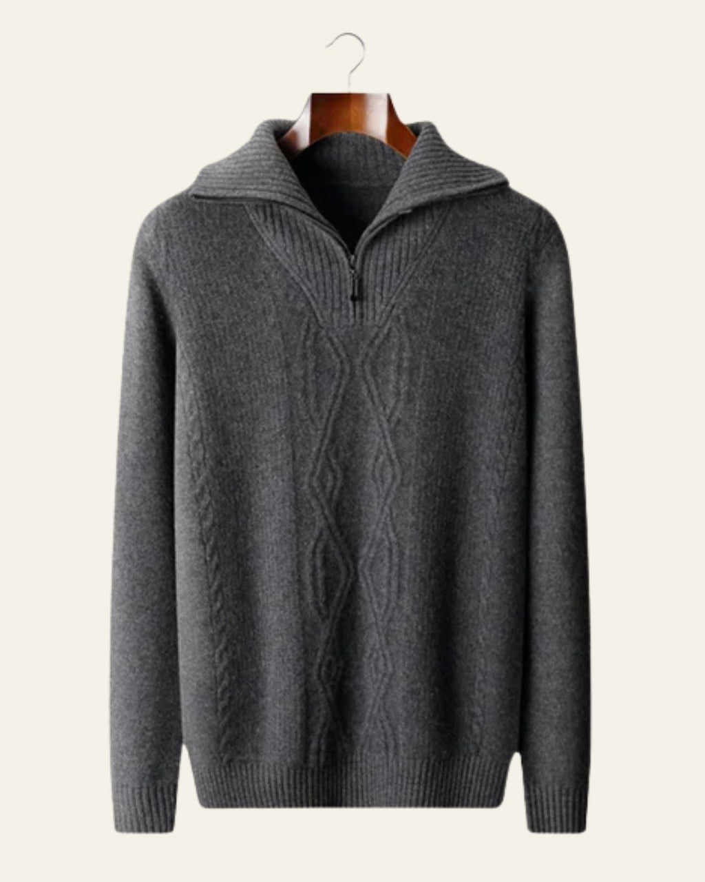 Men's High Collar Cable Knit Jumper