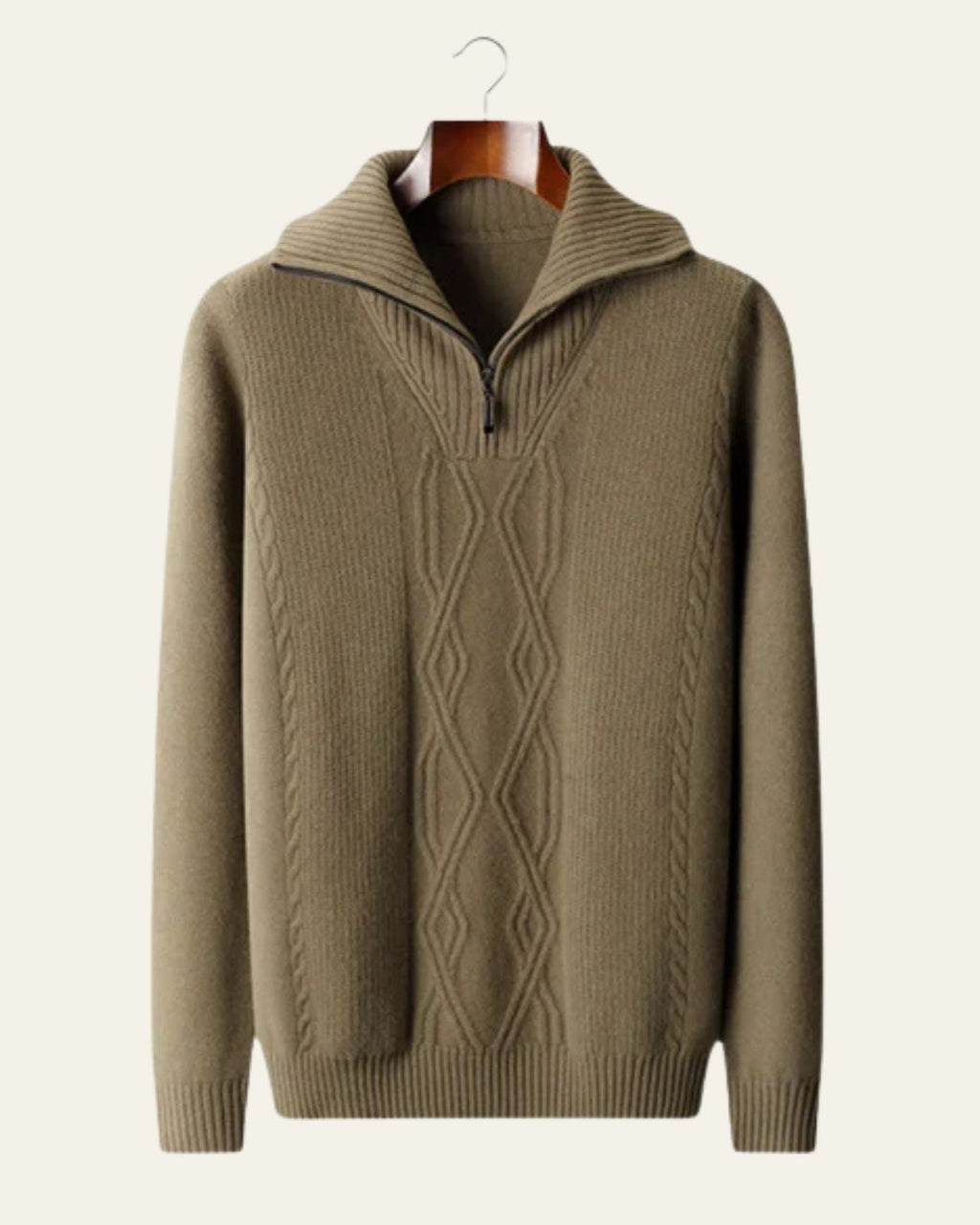 Men's High Collar Cable Knit Jumper