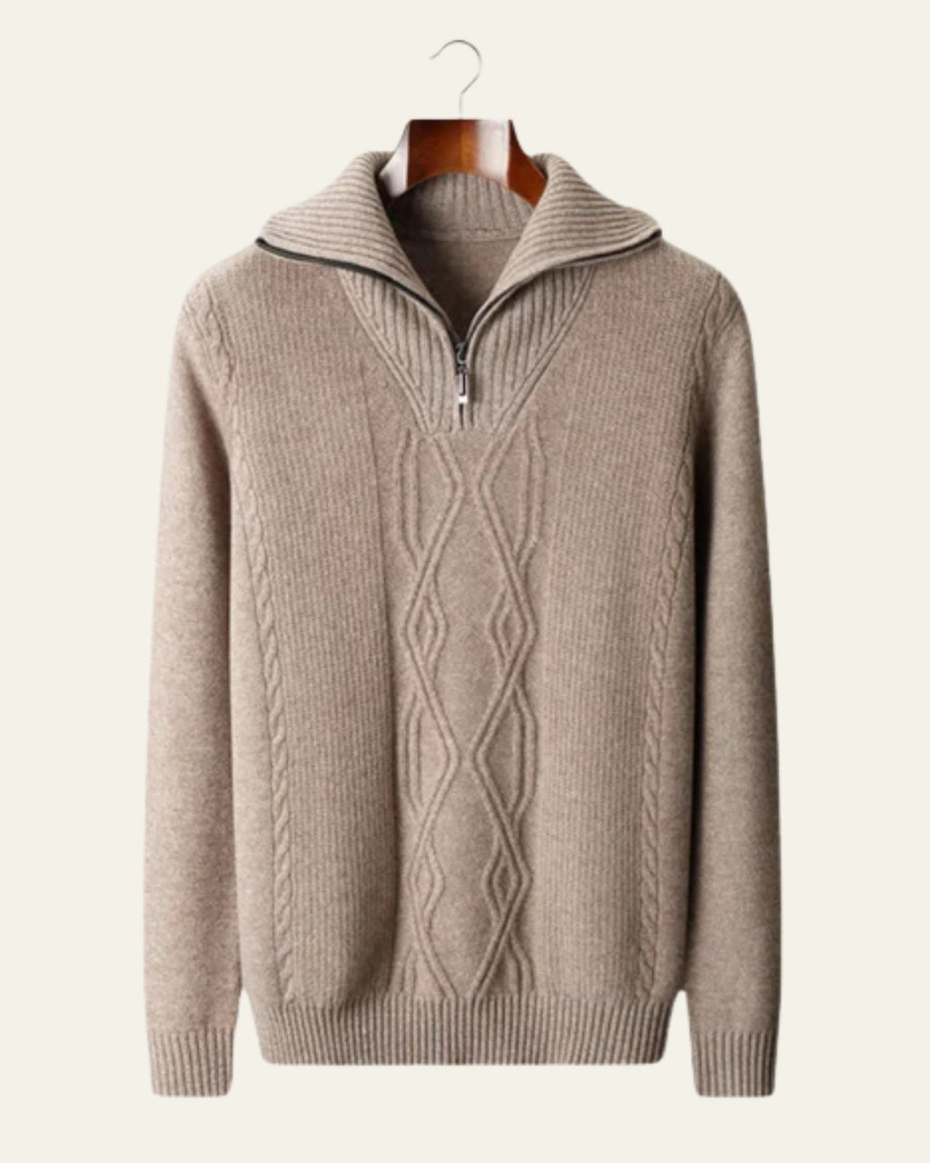 Men's High Collar Cable Knit Jumper