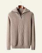 Men's High Collar Cable Knit Jumper