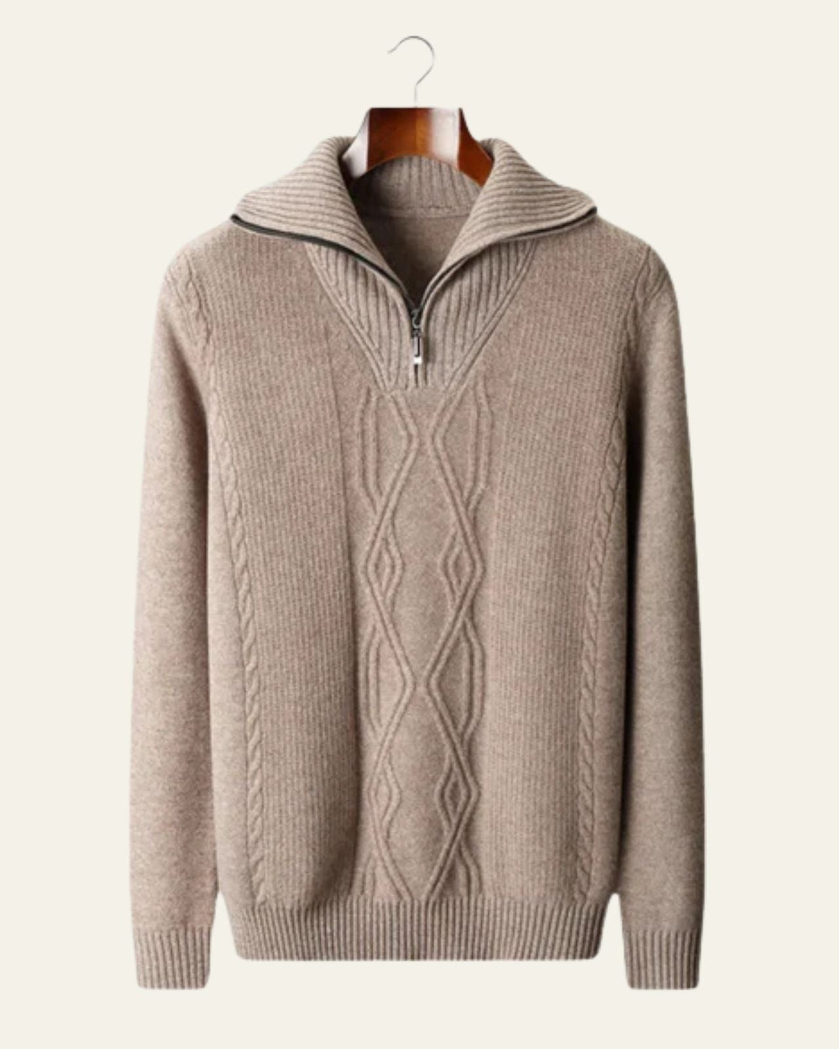 Men's High Collar Cable Knit Jumper