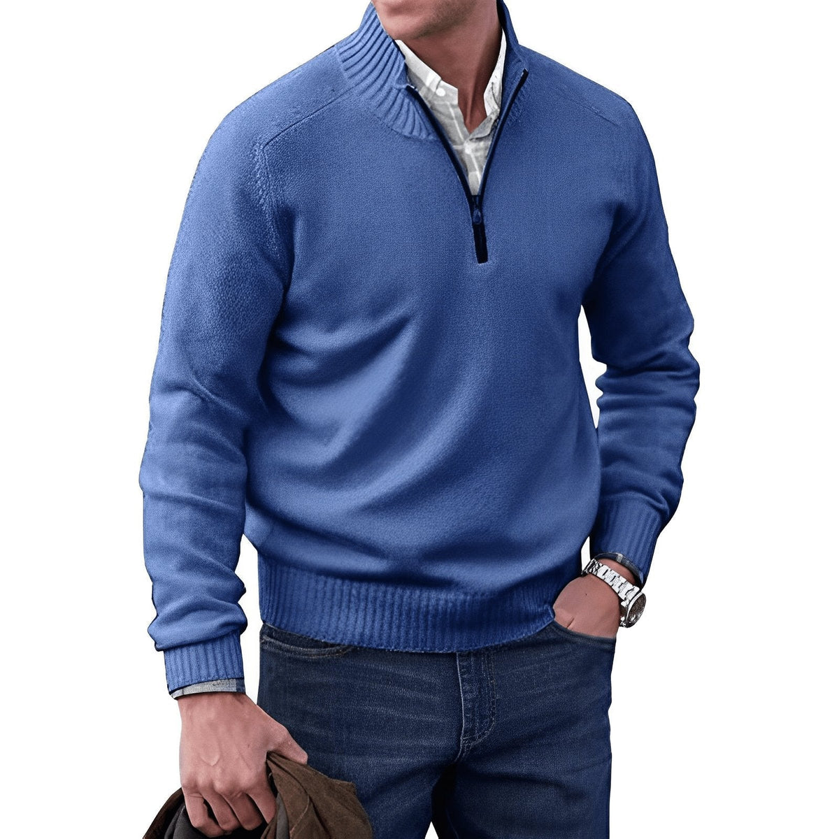Men's Funnel Neck Half Zip Jumper