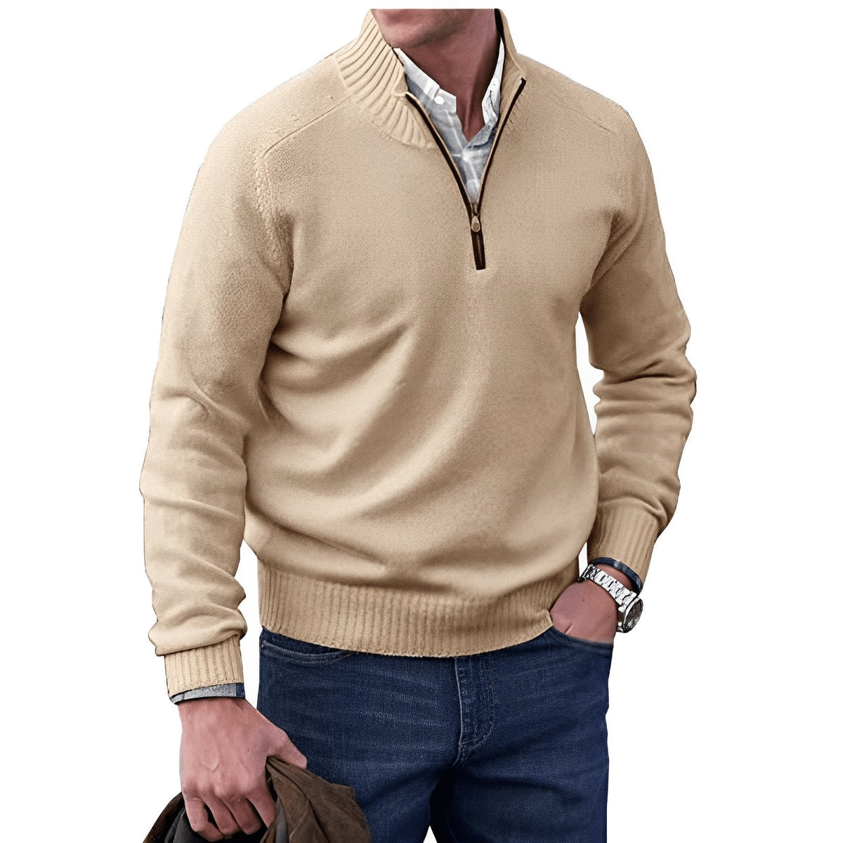 Men's Funnel Neck Half Zip Jumper