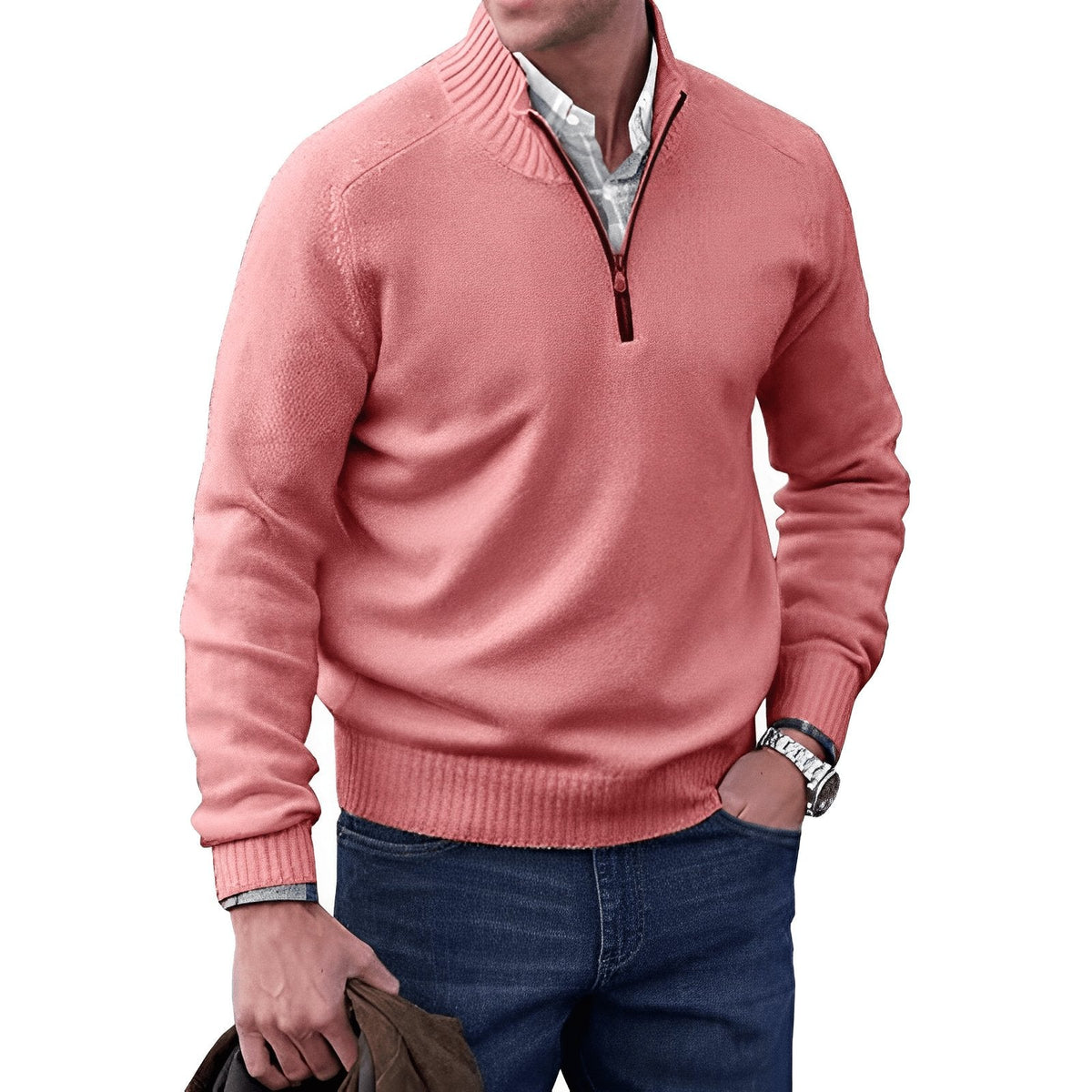 Men's Funnel Neck Half Zip Jumper