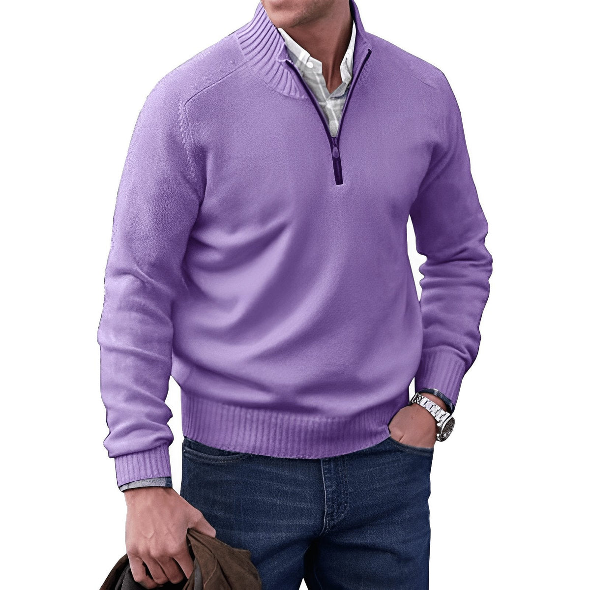 Men's Funnel Neck Half Zip Jumper