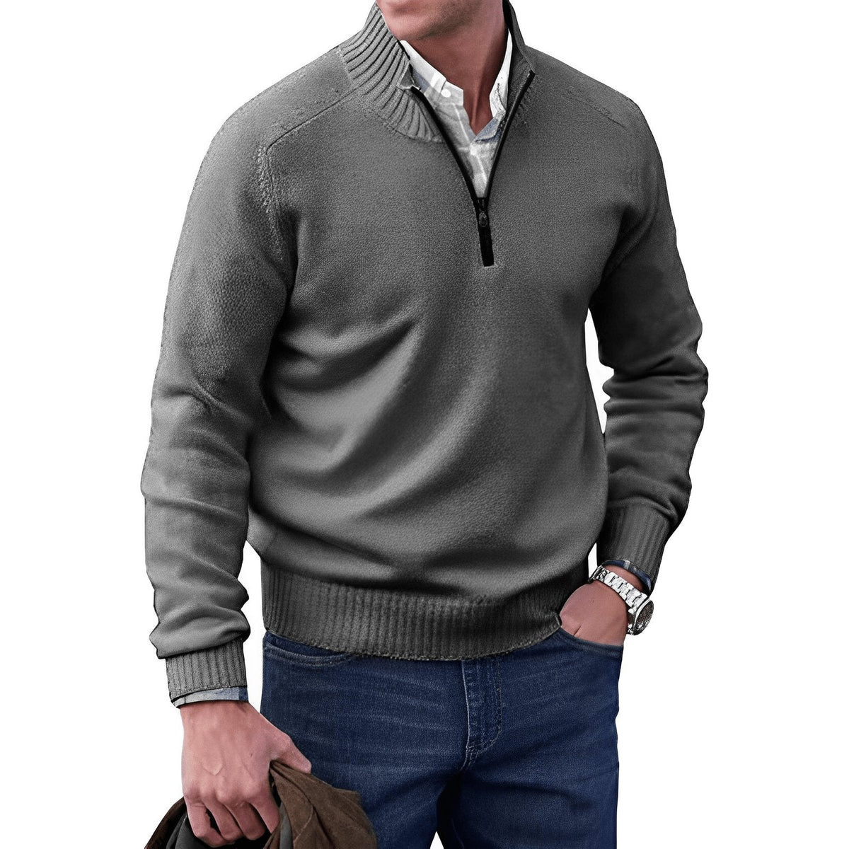 Men's Funnel Neck Half Zip Jumper