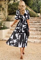 Women's Puff-Sleeve Floral Maxi Dress