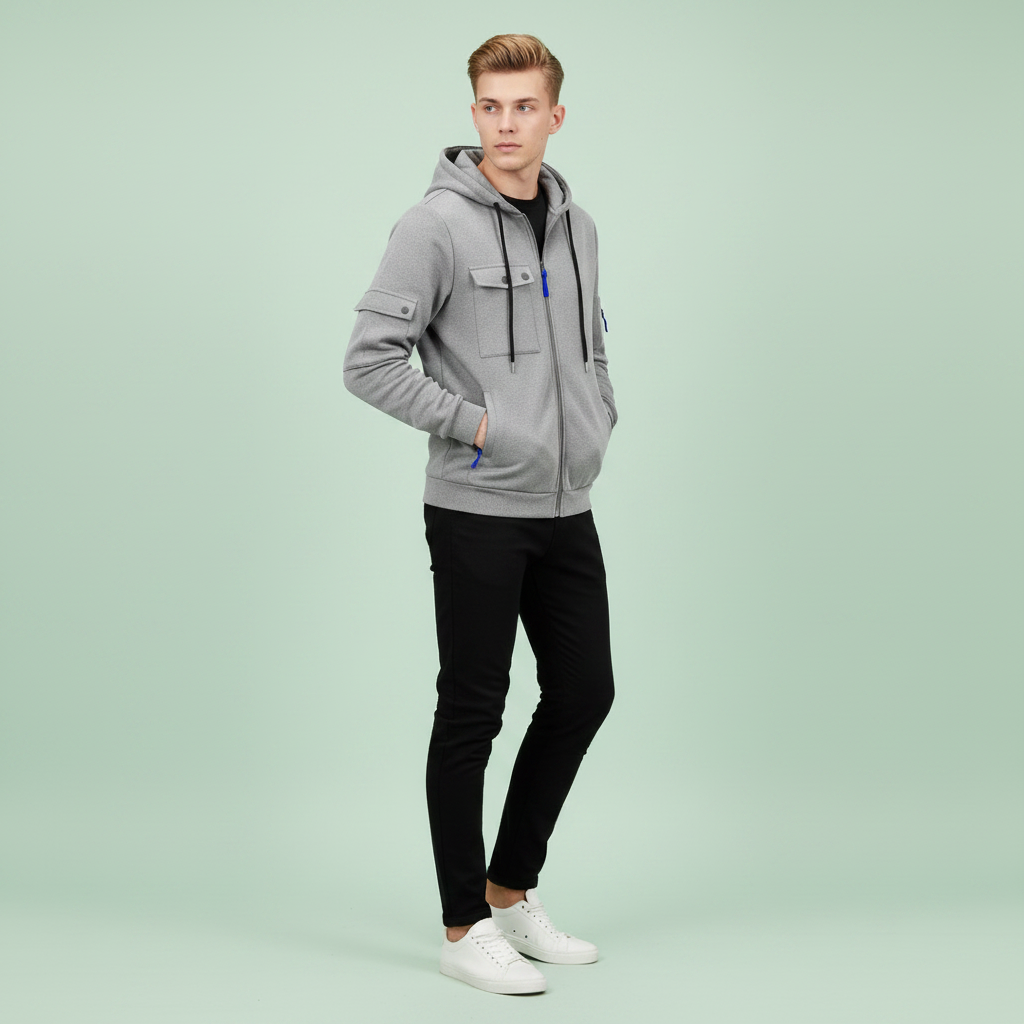 Men's Hooded Utility Zip Jacket