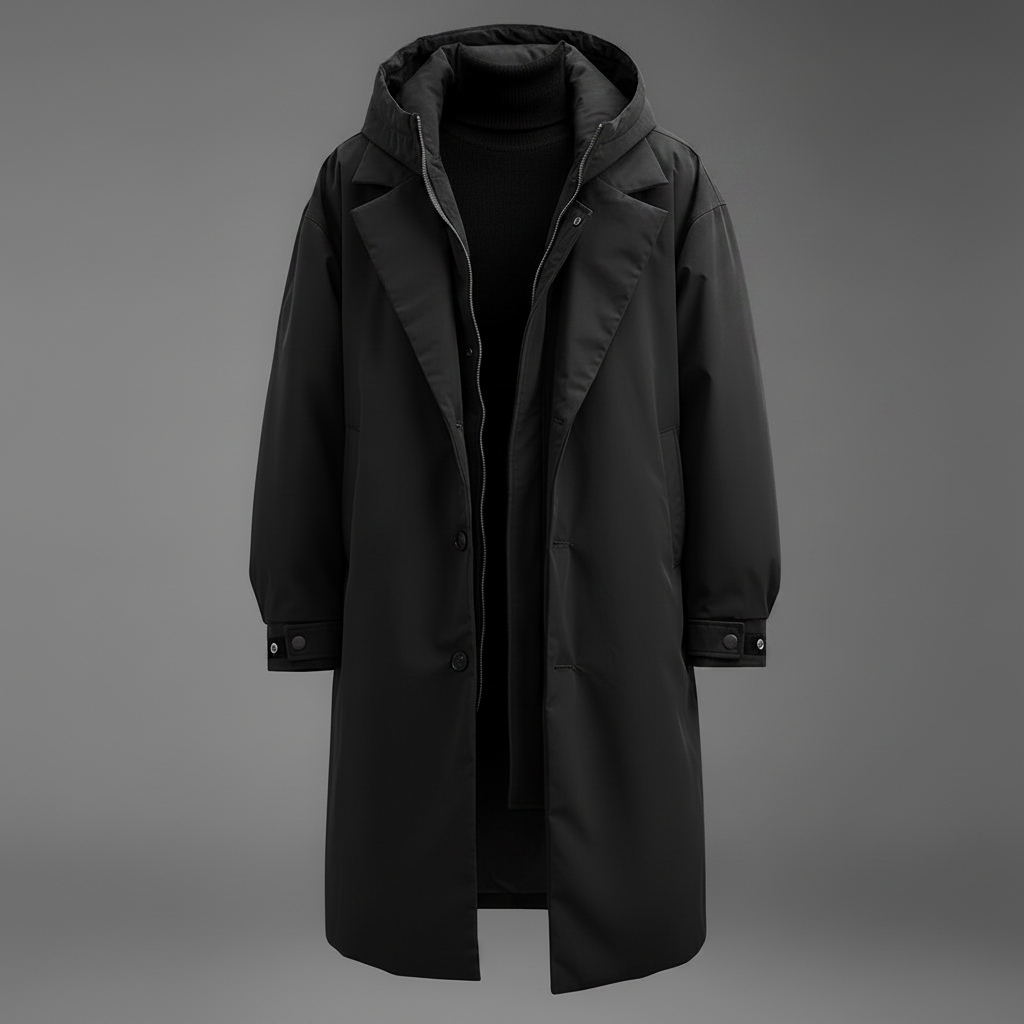Men's Long Waterproof Hooded Overcoat