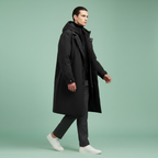 Men's Long Waterproof Hooded Overcoat