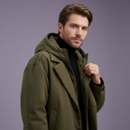 Men's Long Waterproof Hooded Overcoat