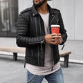 Men's Padded Quilted Leather Biker Jacket