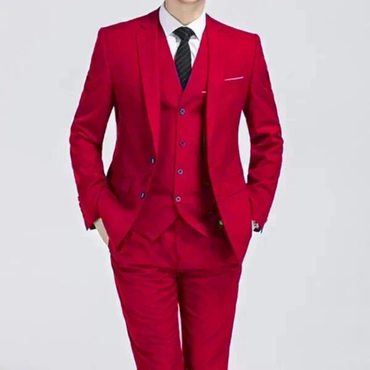 Men's Single-Button Three-Piece Suit