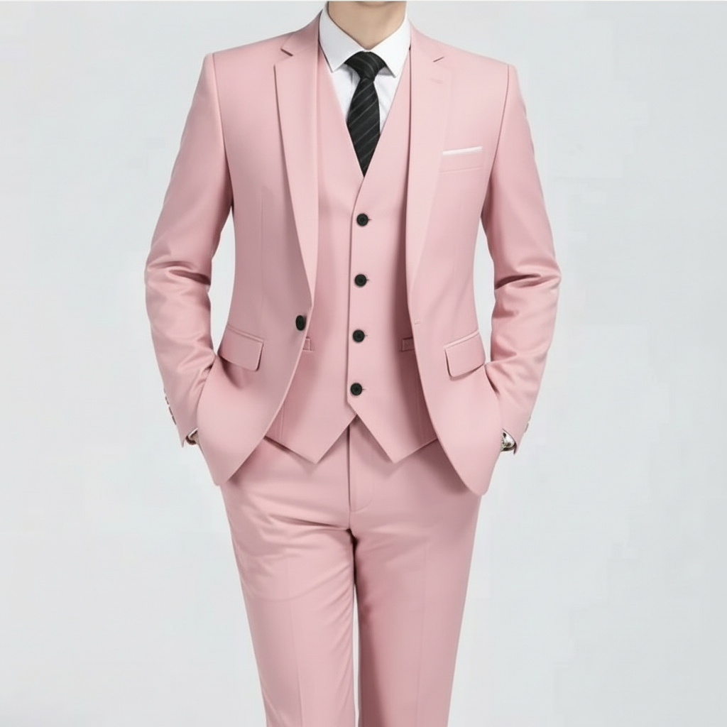 Men's Single-Button Three-Piece Suit