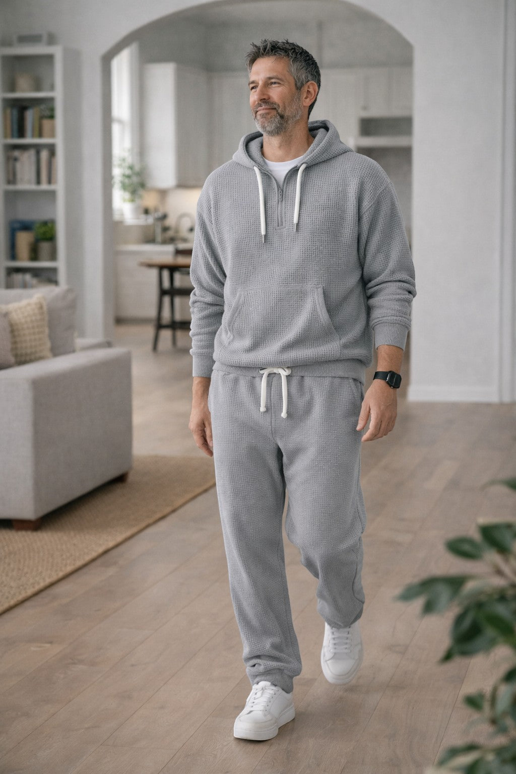 Men's Waffle Knit Half Zip Tracksuit