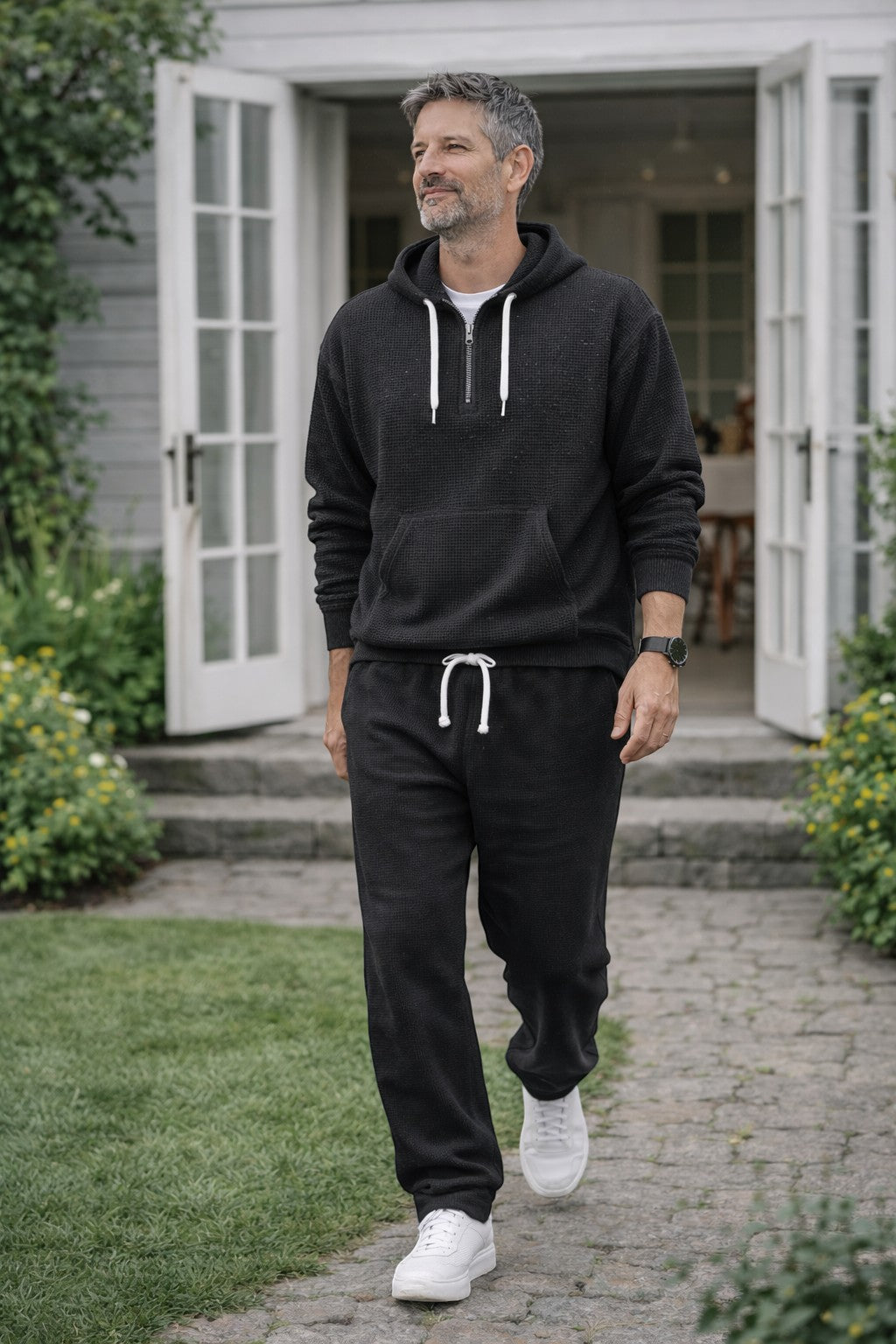 Men's Waffle Knit Half Zip Tracksuit