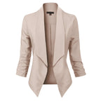 Women's Ruched-Sleeve Open-Front Blazer