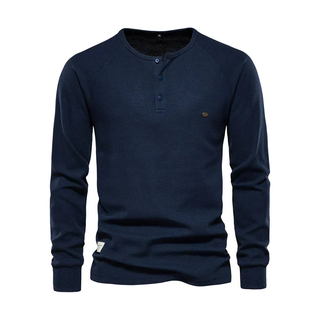 Men's Button Neck Long Sleeve Henley