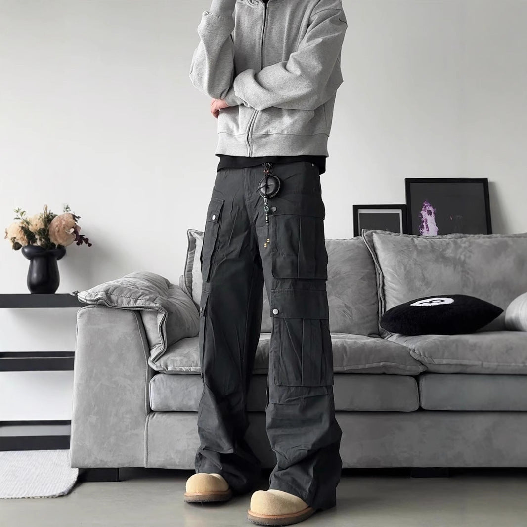 Men's Multi Pocket Wide-Leg Trousers