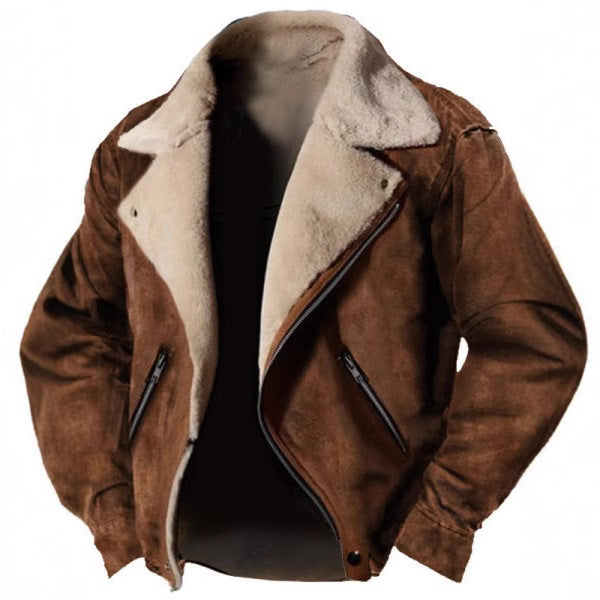 Men's Retro Fur Lined Suede Jacket
