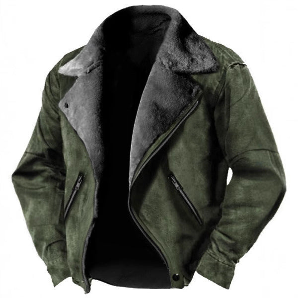 Men's Retro Fur Lined Suede Jacket