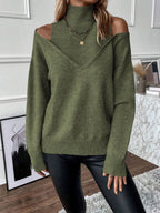 Women's Cold-Shoulder Roll Neck Jumper