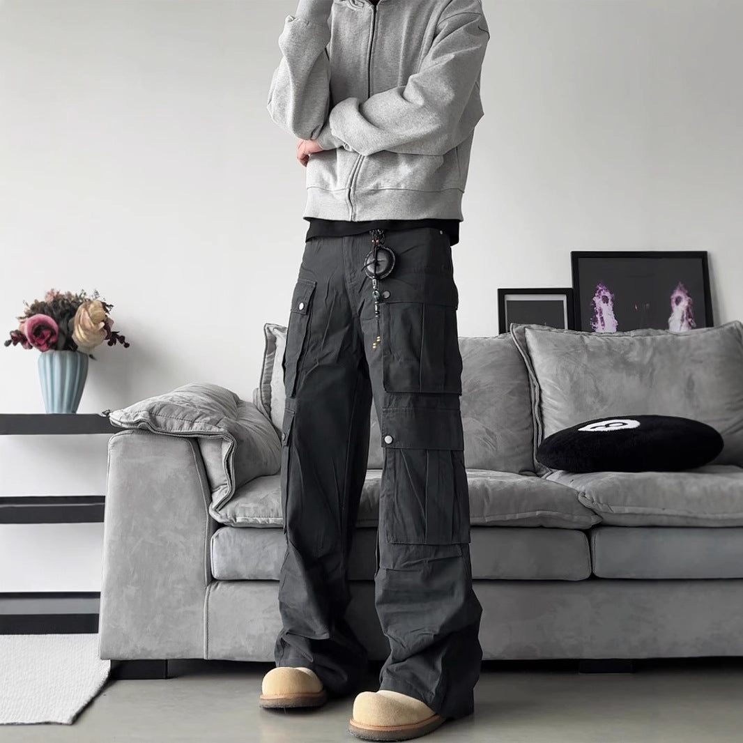 Men's Multi Pocket Wide-Leg Trousers