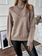 Women's Cold-Shoulder Roll Neck Jumper
