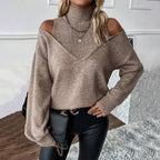 Women's Cold-Shoulder Roll Neck Jumper